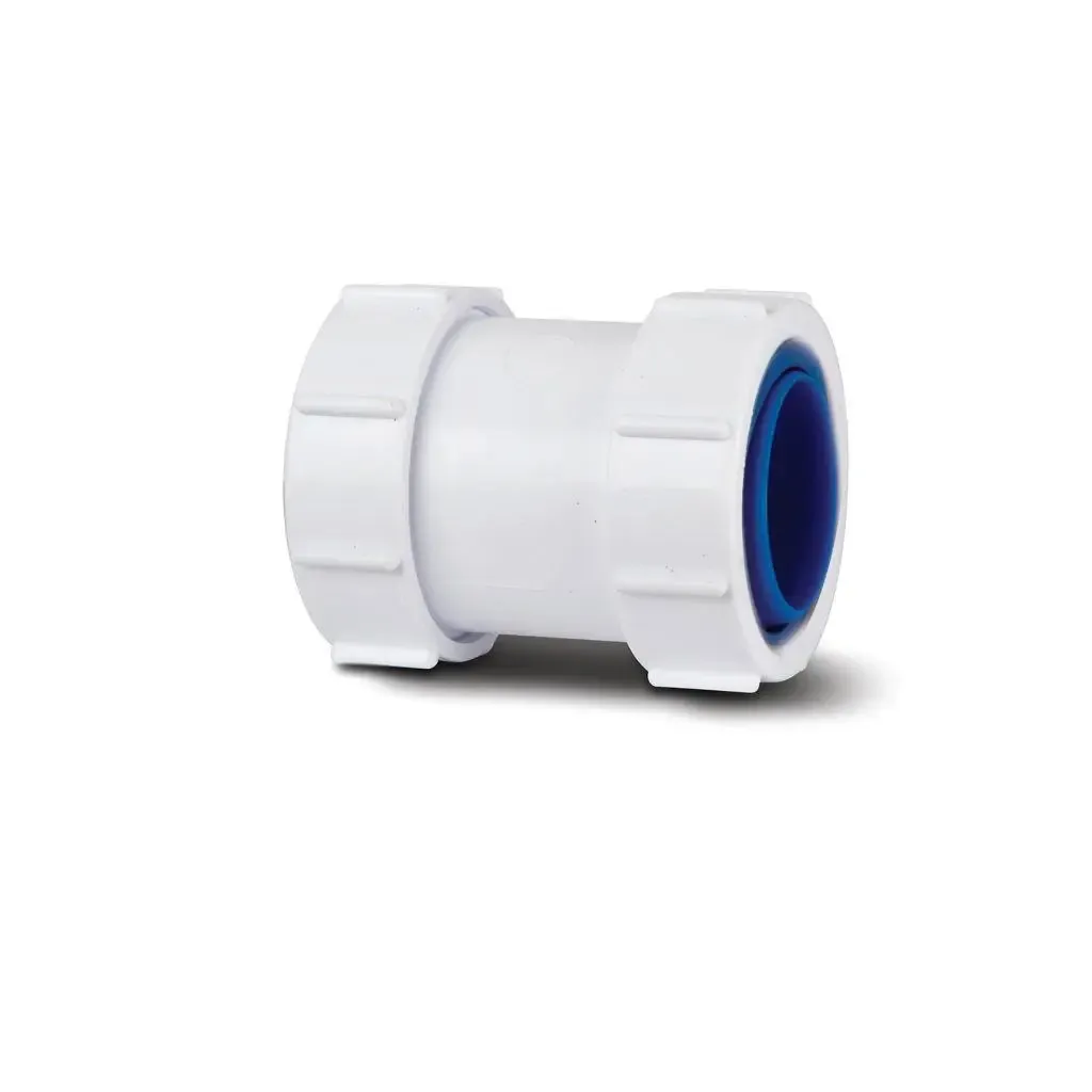 White Straight Connector 40mm