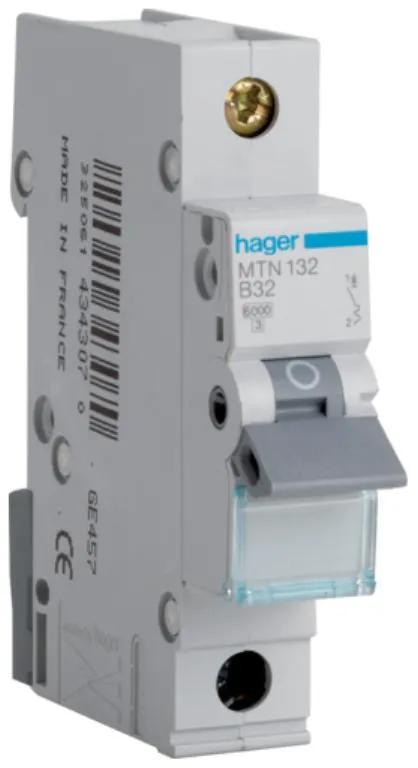 Hager MTN132 MCB SP Type B 32A 6kA