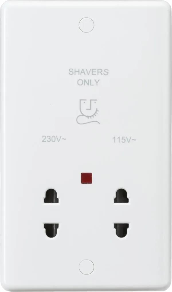 Curved Edge Dual Voltage Shaver Socket with Neon