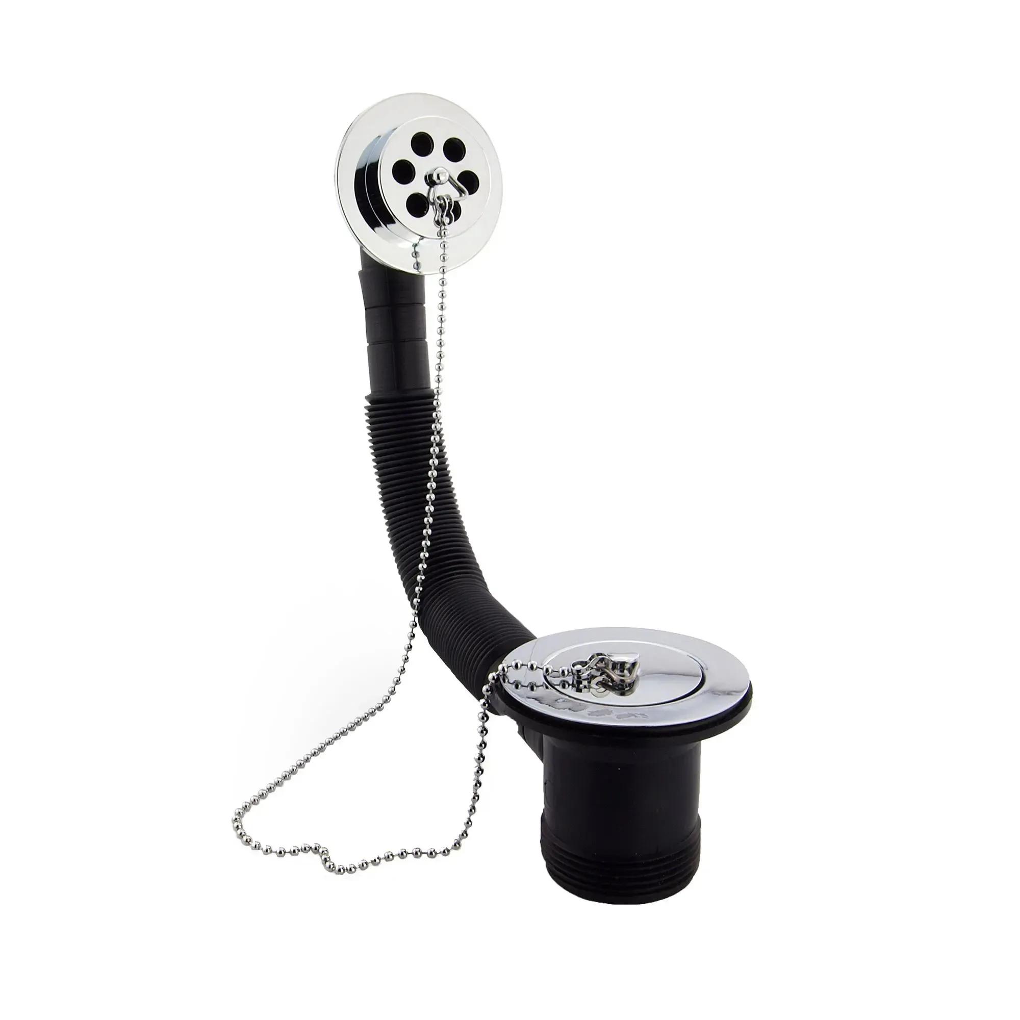 Bath Combi Waste & Overflow with Chrome Plated Brass Plug & Flange, 1.5in