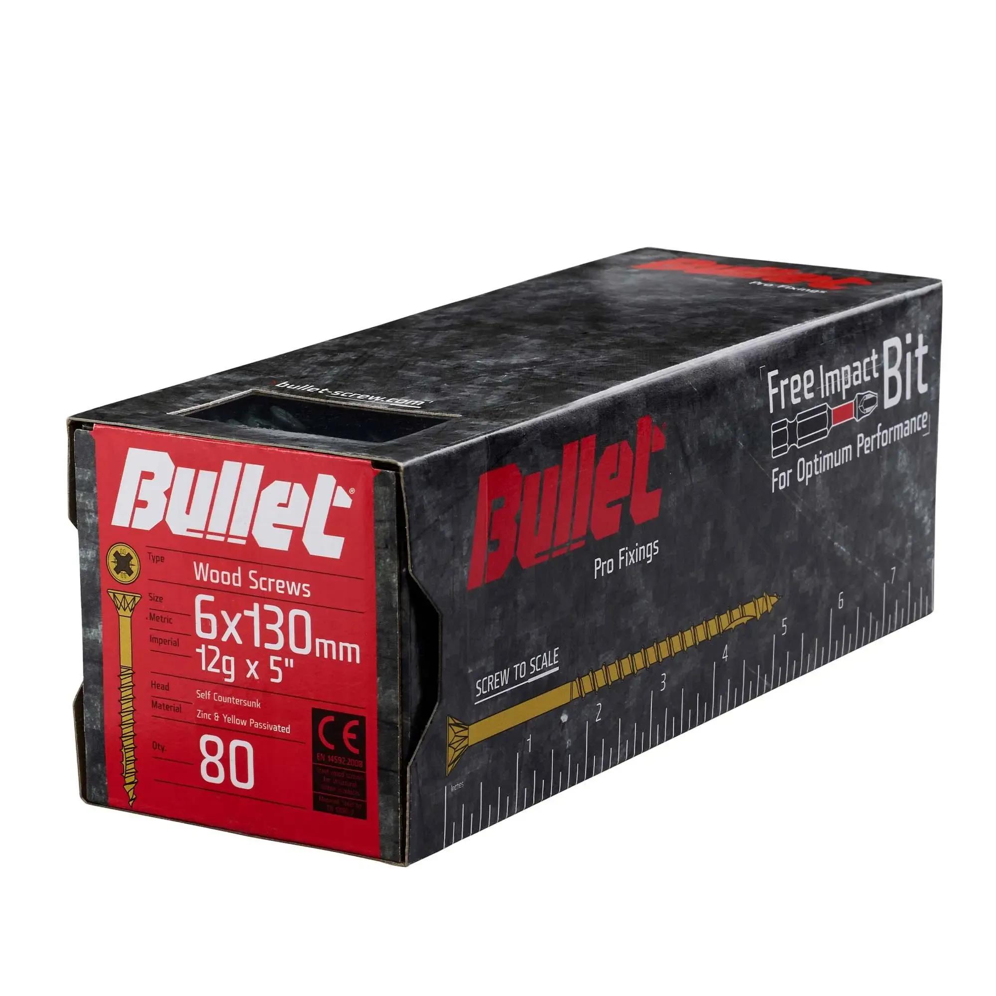 6.0 x 130mm Wood Screw - Gold (Qty.80)