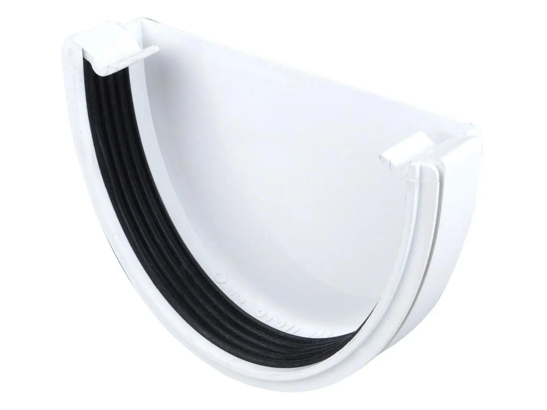 Deep Round Gutter, External Stopend, 113mm, White