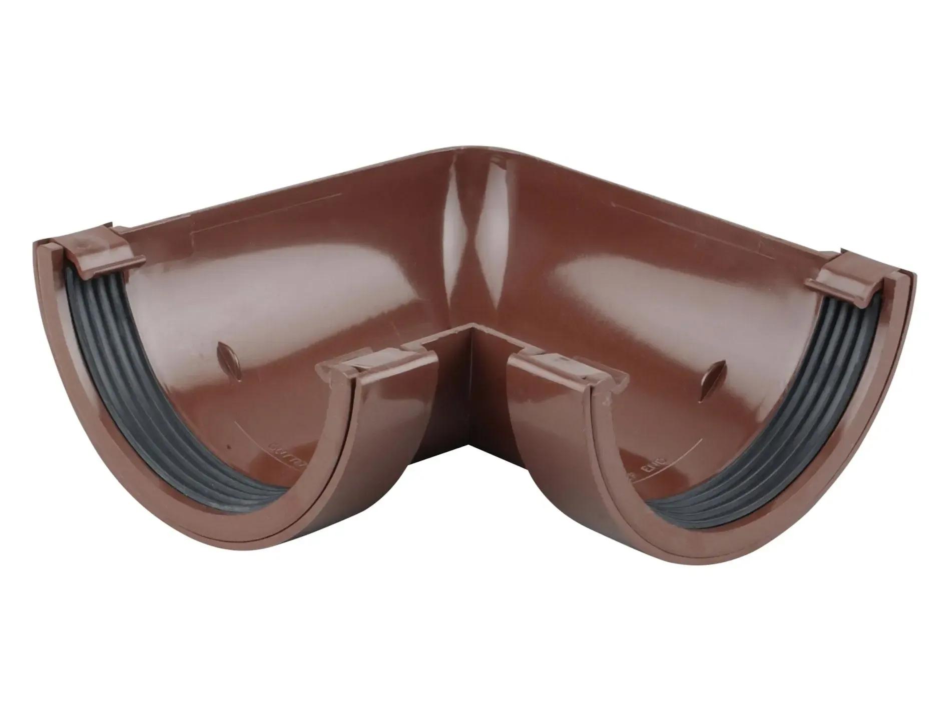 Round Gutter Angle 90° 112mm Brown