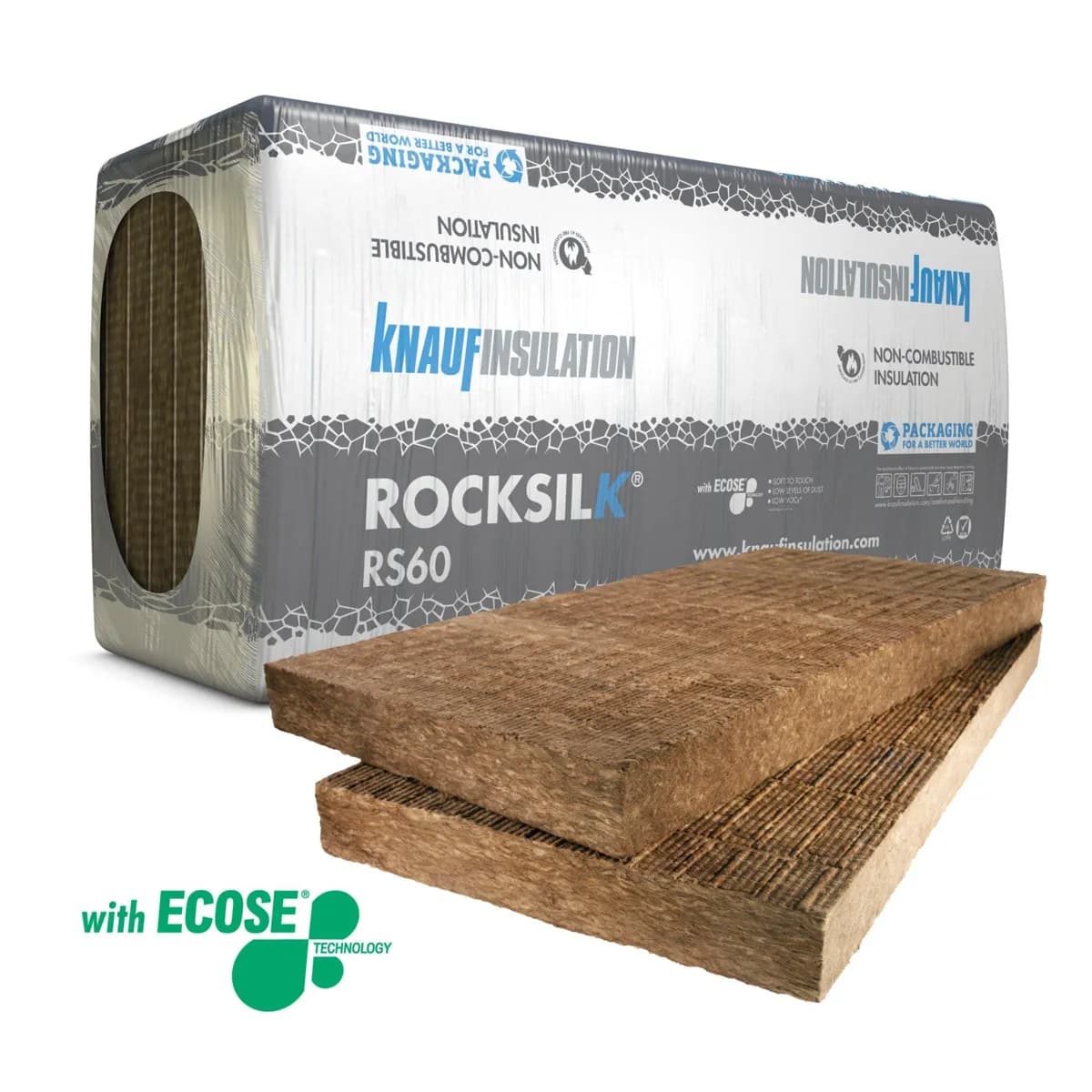 Knauf Rocksilk® RS60 75mm – 600mm x 1200mm (4.32m²)