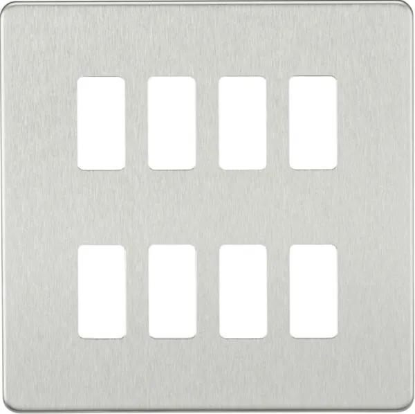 Screwless 8G grid faceplate – brushed chrome (Brushed Chrome)