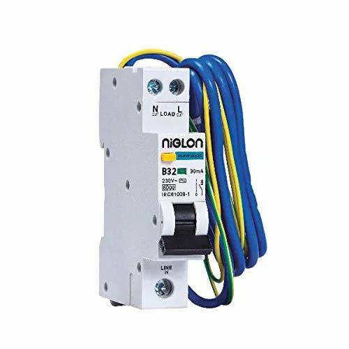 Niglon RCBO1-32/30SSAX 32 Amp Single Pole B Curve 30mA 240V Compact Mini Type A Switched Line & Neutral RCBO