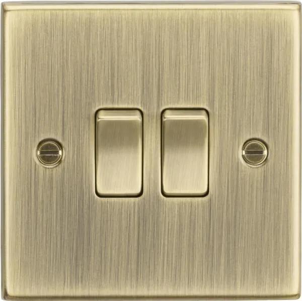 2 Gang 2 Way Switch – Square Edge Antique Brass