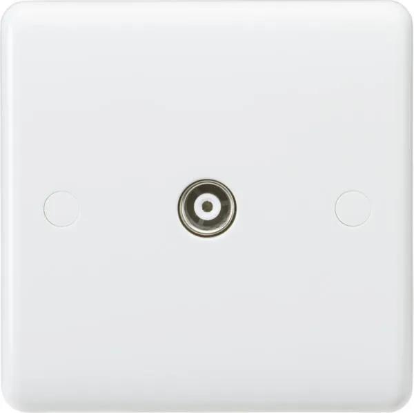 Curved Edge Coax TV Outlet (non-isolated) (White)