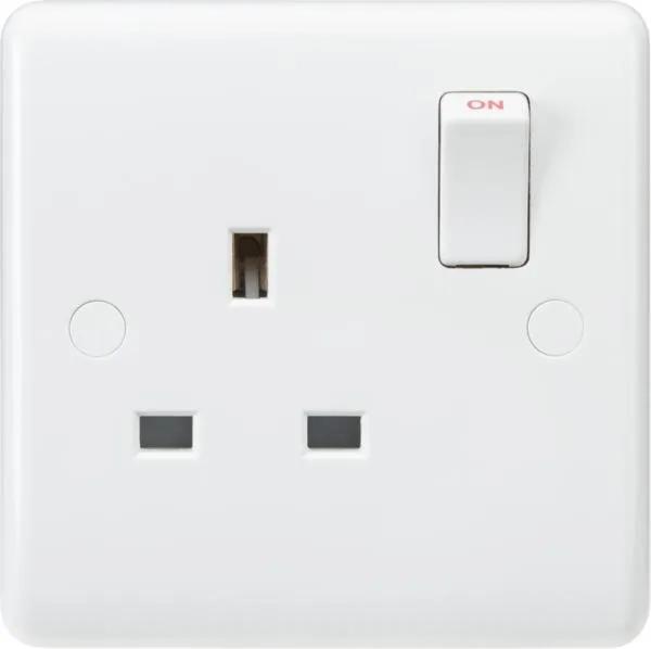 Curved Edge 13A 1G SP Switched Socket (White)