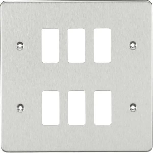 Flat plate 6G grid faceplate – brushed chrome (Brushed Chrome)