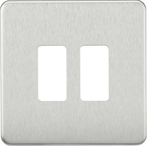 Screwless 2G grid faceplate – brushed chrome (Brushed Chrome)