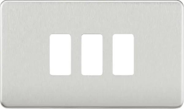 Screwless 3G grid faceplate – brushed chrome (Brushed Chrome)