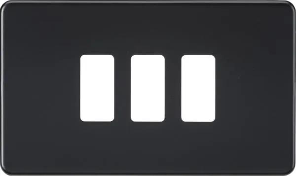 Screwless 3G grid faceplate – matt black (Black)
