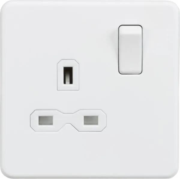 1 Gang socket Matt white with white insert (White)
