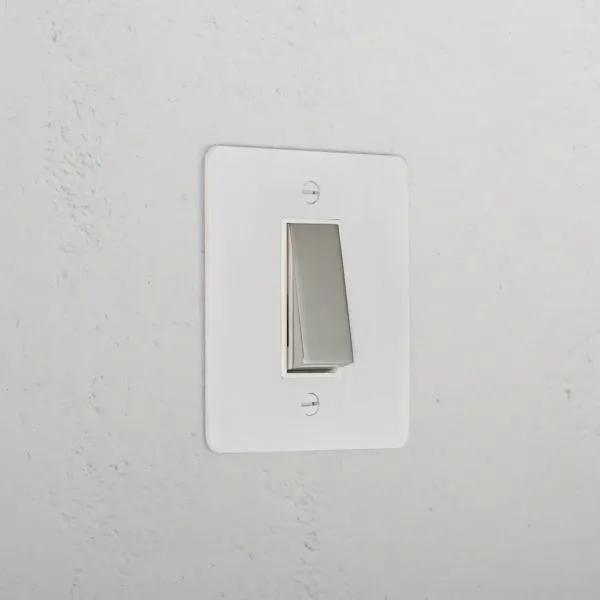 Corston 1G Two Way Rocker Slimline Switch (Paintable Polished Nickel White)