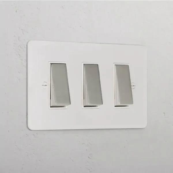 Corston 3G Two Way Rocker Switch (Paintable Polished Nickel White)