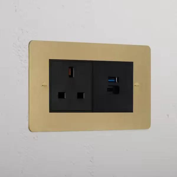 Corston 13A Socket + USB A+C Fast Charge (Antique Black Brass)