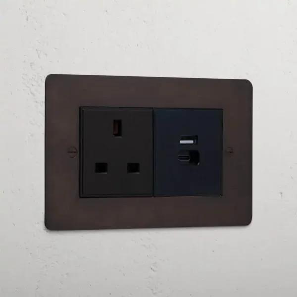 Corston 13A Socket + USB A+C Fast Charge (Bronze Black)