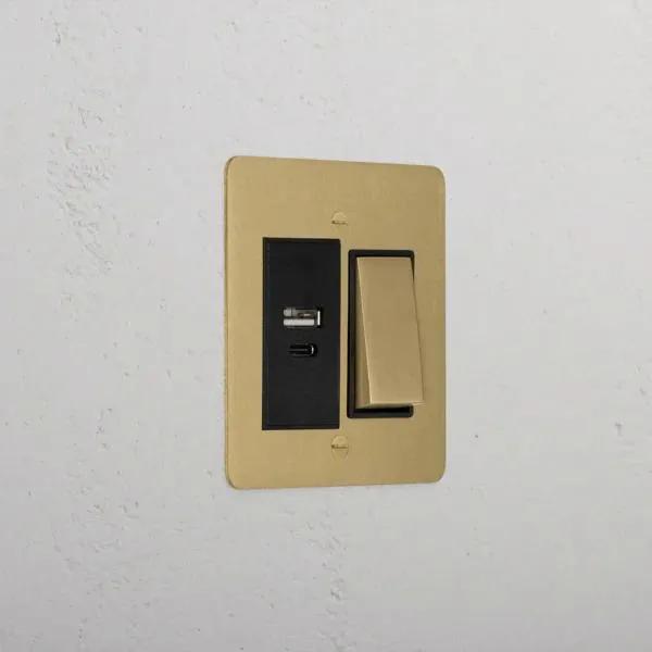 Corston 1G Two Way Rocker + USB A+C Slimline Switch (Antique Black Brass)