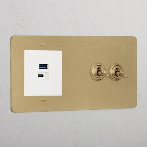 Corston 2G Toggle Switch + USB A+C Fast Charge (Antique White Brass)