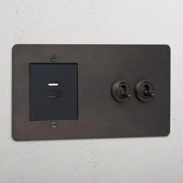 Corston 2G Toggle Switch + USB A+C Fast Charge (Bronze Black)