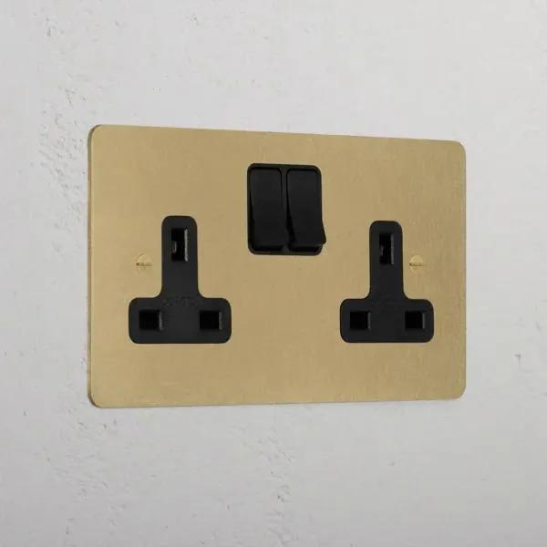 Corston Double Socket UK (Antique Black Brass)