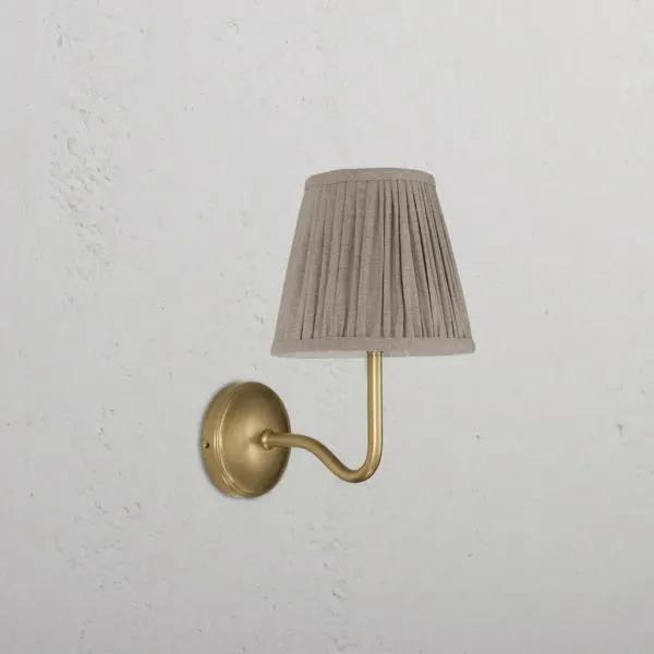 Corston Malvern Medium Wall Light Pleated Natural Beige (Antique Brass)