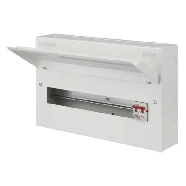 Click Elucian 16 Way Metal Consumer Unit with 100A Mains Switch CUEB18MS16