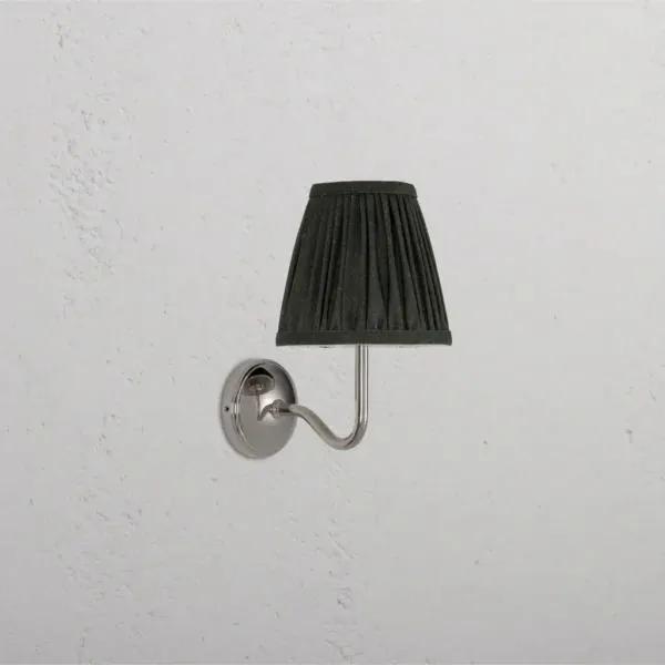 Corston Malvern Small Wall Light Pleated Deep Green (Polished Nickel)