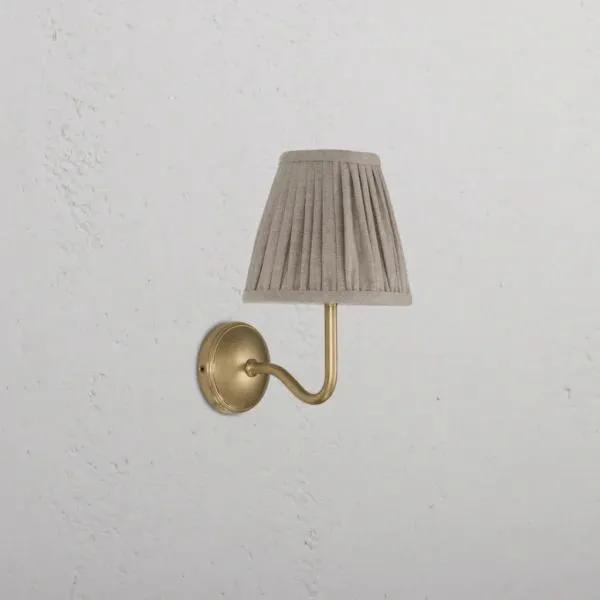 Corston Malvern Small Wall Light Pleated Natural Beige (Antique Brass)