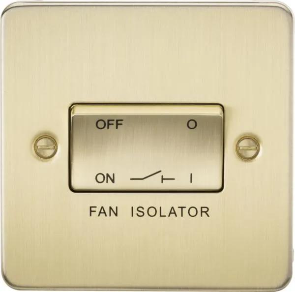 Flat Plate 10AX 3 Pole Fan Isolator Switch – Brushed Brass