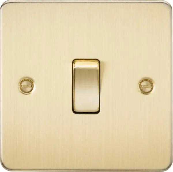 Flat Plate 10AX 1G 2 Way Switch – Brushed Brass