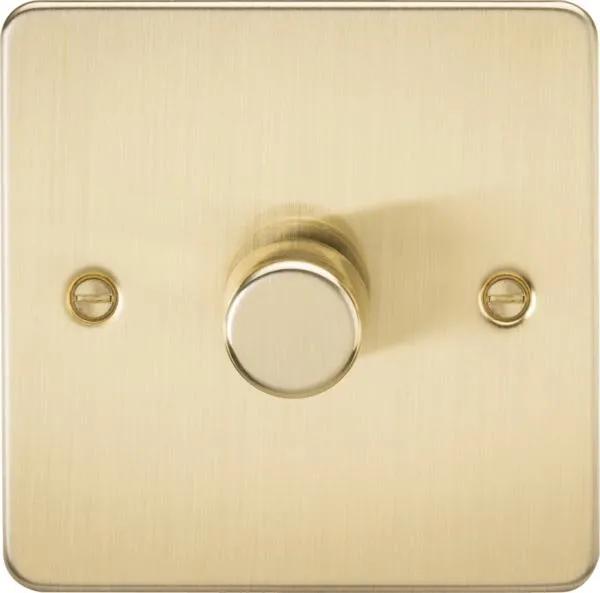 Flat Plate 1G 2 way 10-200W (5-150W LED) trailing edge dimmer – Brushed Brass (Brushed Brass)