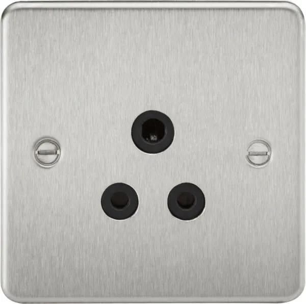 Flat Plate 5A unswitched socket – brushed chrome with black insert (Brushed Chrome Black)