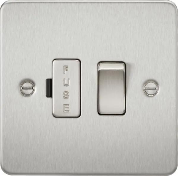 Flat Plate 13A switched fused spur unit – brushed chrome (Brushed Chrome)