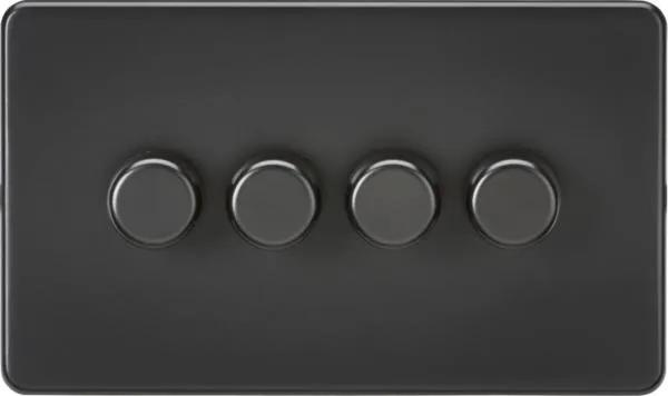 Screwless 4G 2-way 10-200W (5-150W LED) trailing edge dimmer – Matt Black (Black)