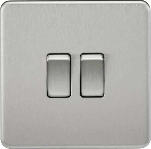 Screwless 10AX 2G 2-Way Switch – Brushed Chrome
