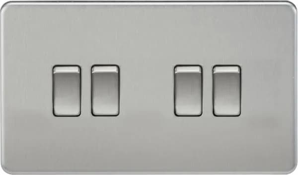 Screwless 10AX 4G 2-Way Switch – Brushed Chrome