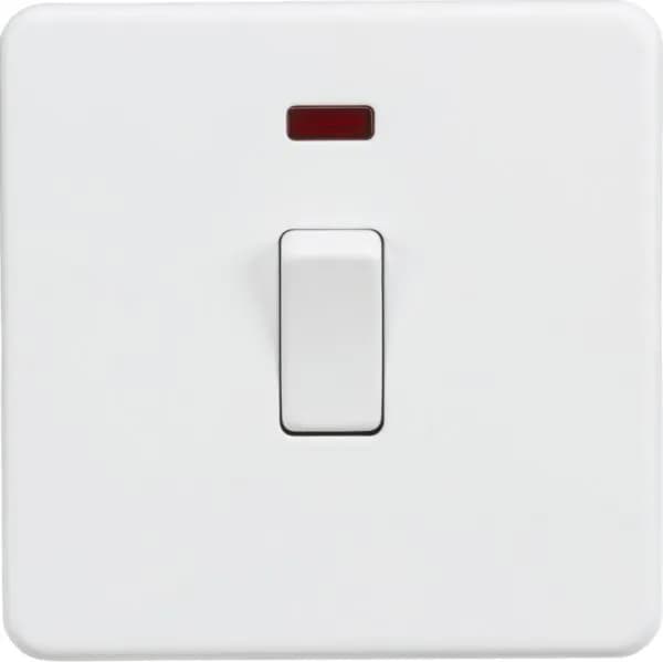 Screwless 20A 1G DP Switch with Neon – Matt White