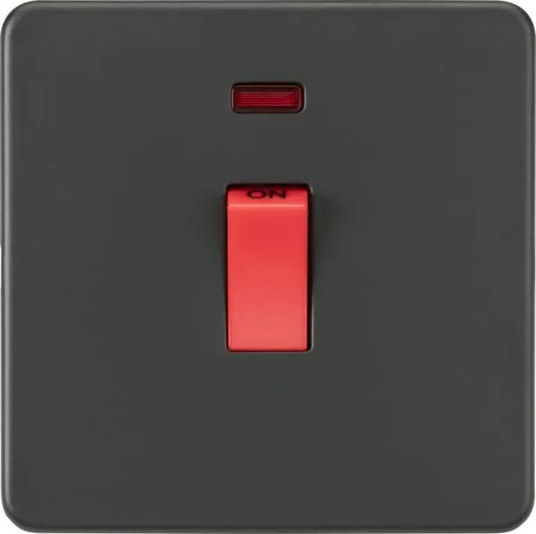 Screwless 45A 1G DP Switch with Neon – Anthracite