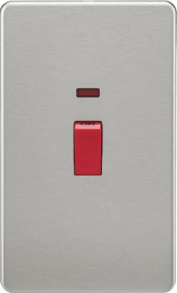 Screwless 45A 2G DP Switch with Neon – Brushed Chrome