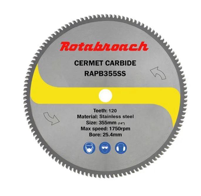 Rotabroach RAPB355SS 355mm Cermet Tipped Stainless Steel Cutting Blade