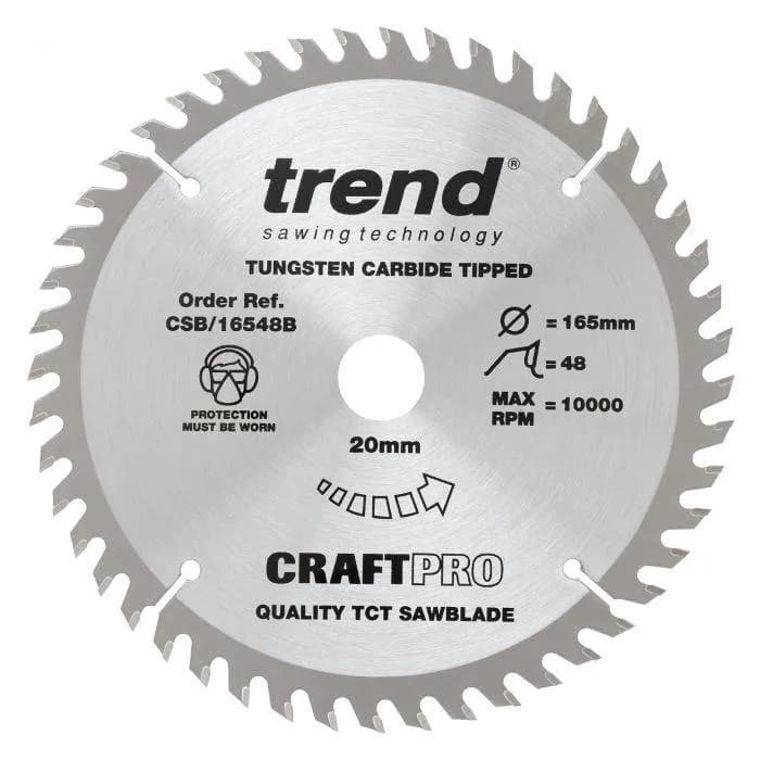 TREND CSB/16548B Craft Pro Saw Blade 165MM X 48T X 20MM For Plunge Saws