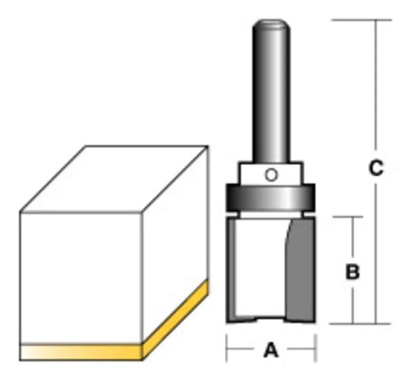 CARBITOOL INVERTED FLUSH TRIM ROUTER BIT W/BEARING 1/4" SHANK