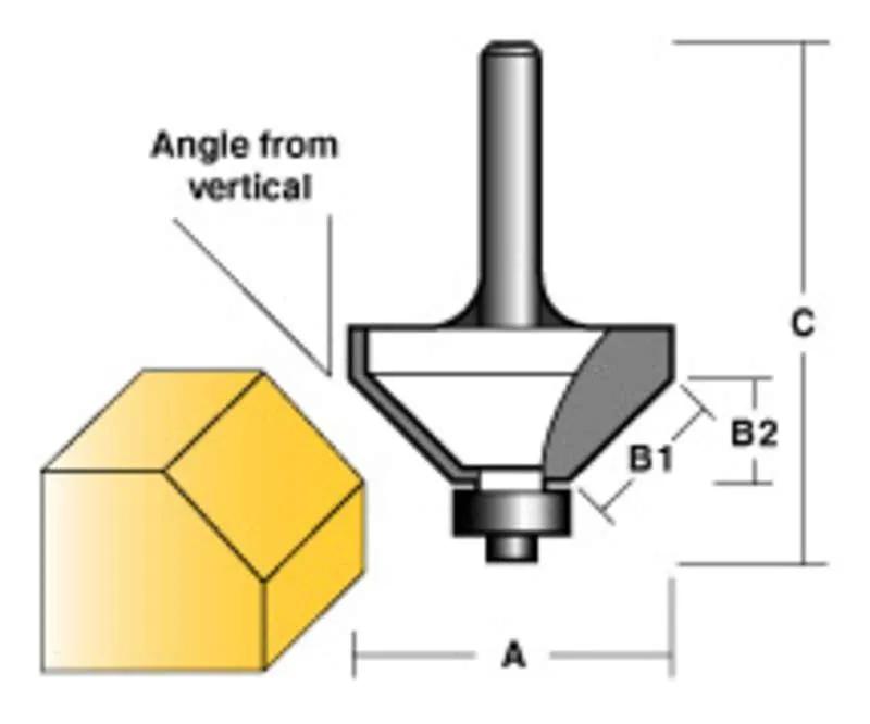 CARBITOOL CHAMFER ROUTER BIT 45 DEG W/BEARING 1/2" SHANK