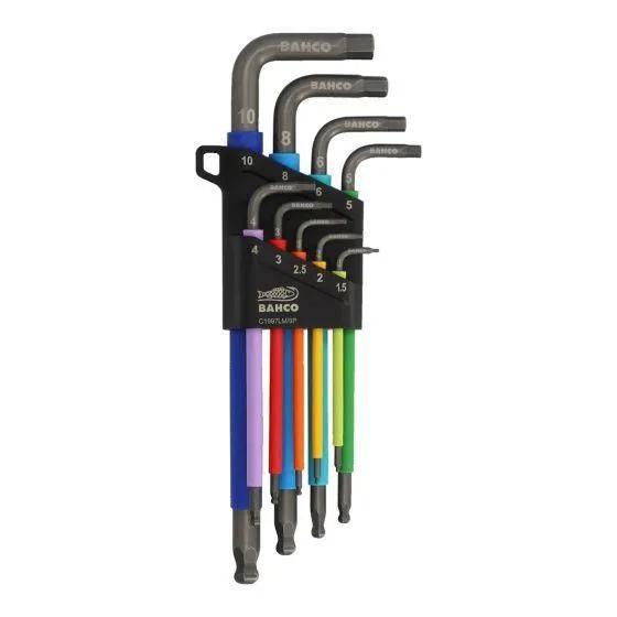 Bahco C1997LM/9P Metric Long Ball End Coloured Hex L-Key 9 Piece Set
