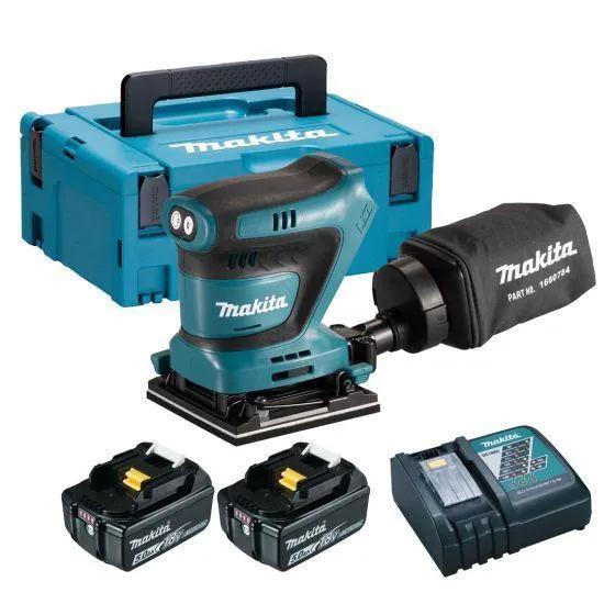 Makita DBO480RTJ 18V LXT 1/4 Sheet Finishing Sander With 2x 5Ah Batteries