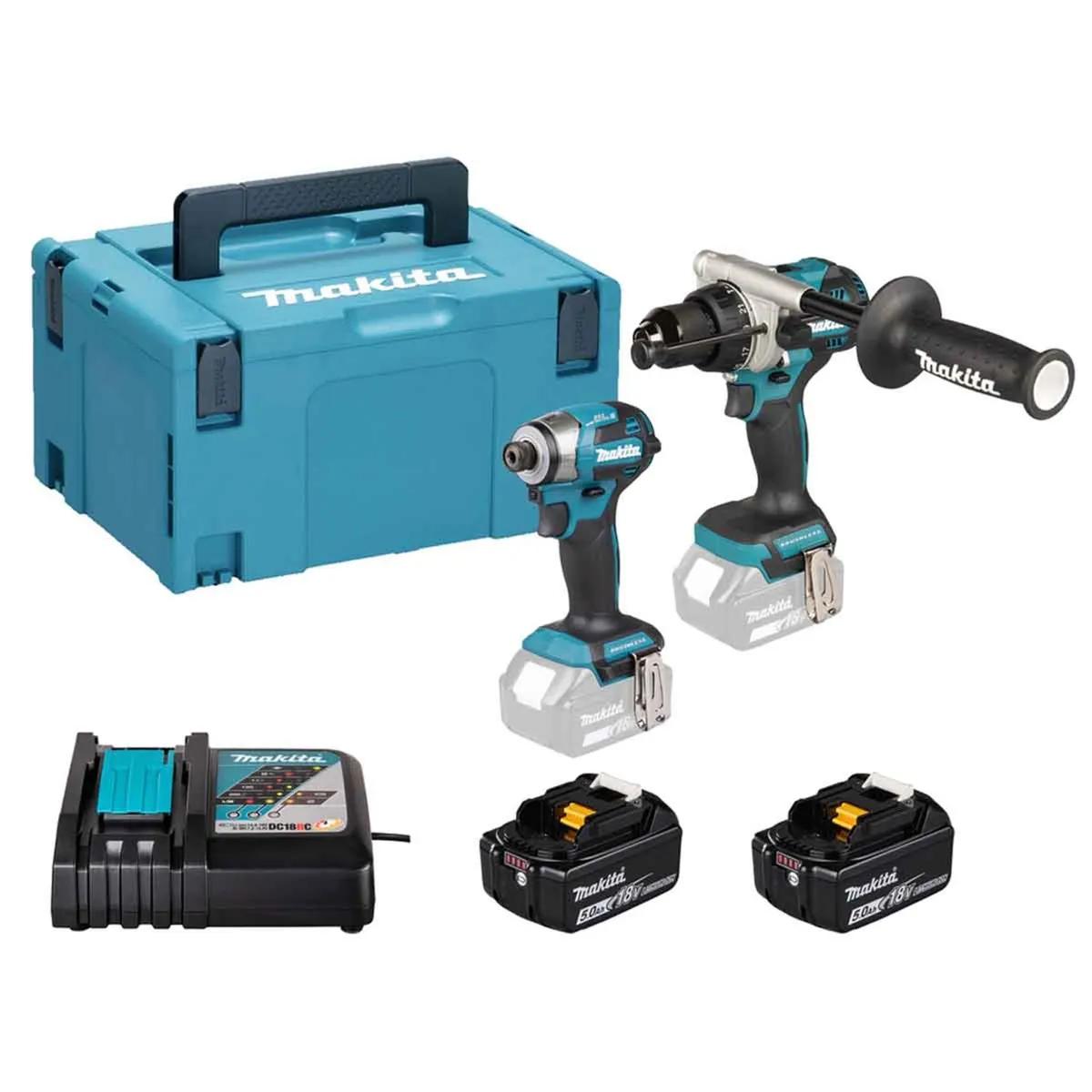 Makita DLX2549TJ 18V LXT Brushless Twin Kit DHP492 Combi Drill & DTD173 Impact Driver With 2x 5.0Ah
