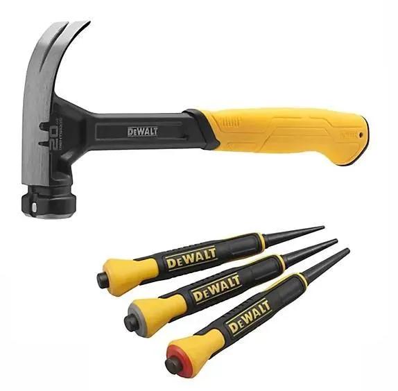 DeWalt 567G (20oz) Claw Hammer With Free 3 Piece Nail Set